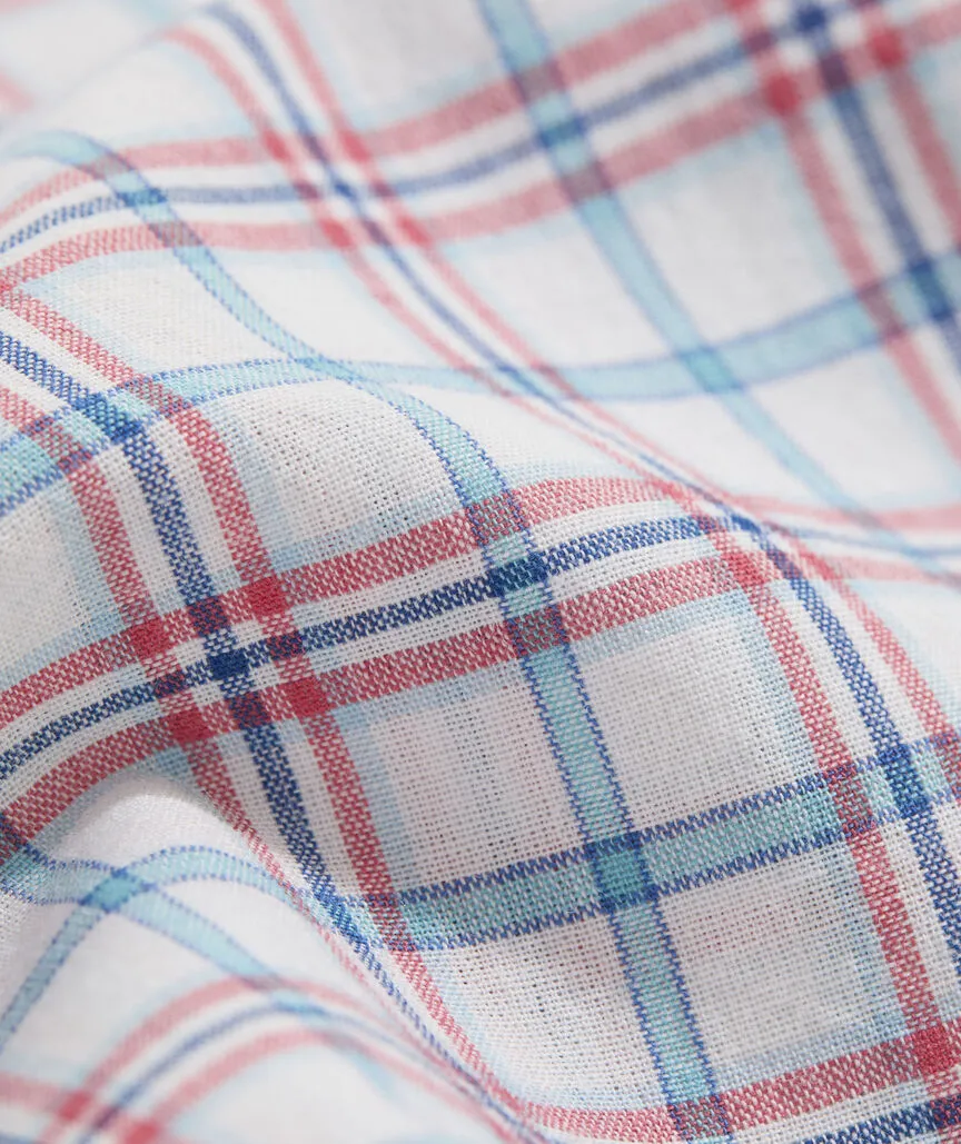 Vineyard Vines Men's Cotton Madras Plaid Shirt - Marshmallow Pld_46