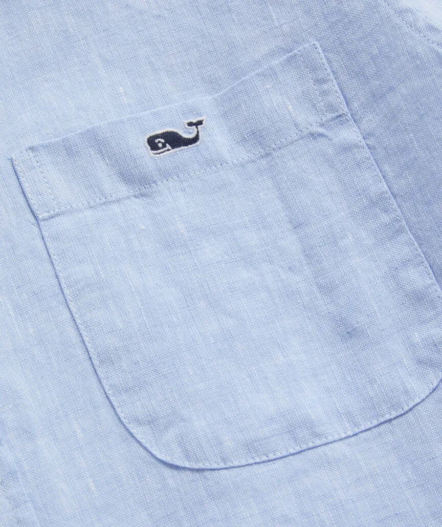 Vineyard Vines Men's Linen Short-Sleeve Solid Shirt - Jake Blue
