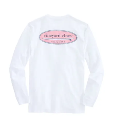 Vineyard Vines Men's Long-Sleeve Surf Logo T-Shirt - White Cap