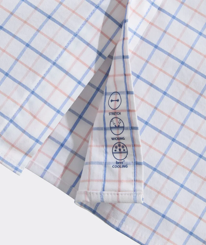 Vineyard Vines Men's Moorings Tattersall Performance Cotton Shirt - Peaches & Cream