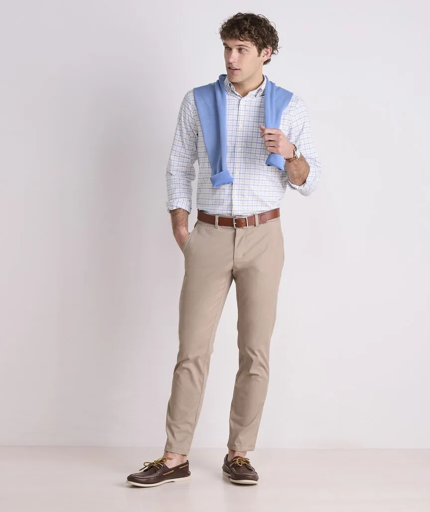 Vineyard Vines Men's Moorings Tattersall Performance Cotton Shirt - Peaches & Cream