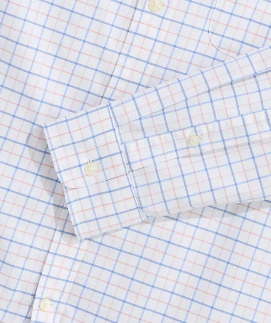 Vineyard Vines Men's Moorings Tattersall Performance Cotton Shirt - Peaches & Cream