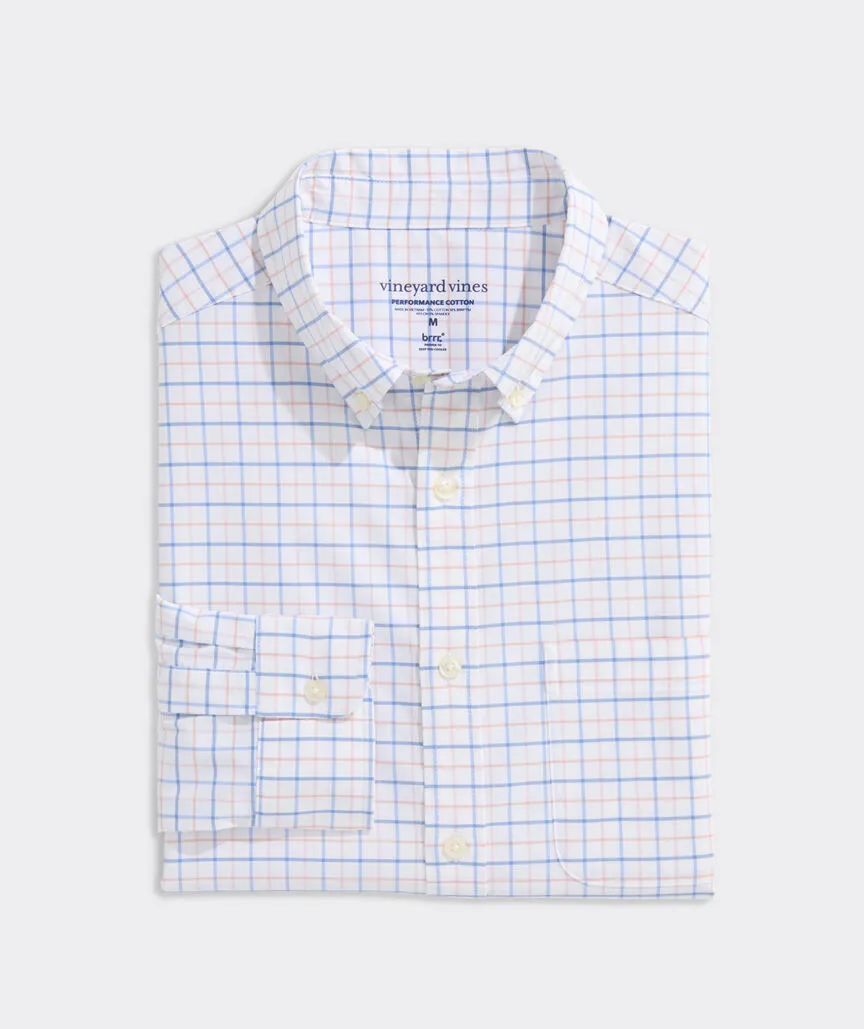 Vineyard Vines Men's Moorings Tattersall Performance Cotton Shirt - Peaches & Cream