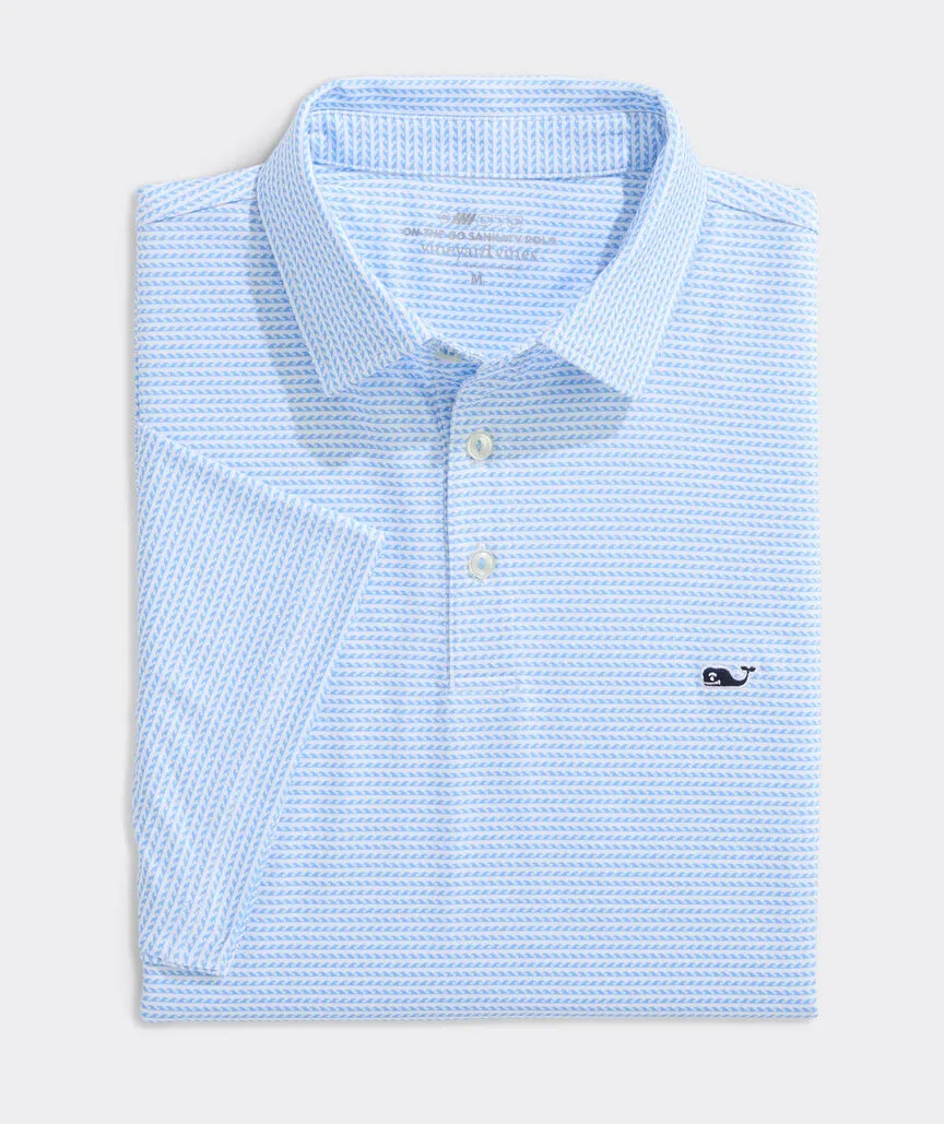 Vineyard Vines Men's Printed Sankaty Performance Polo - Micro Waves Ocean Breeze
