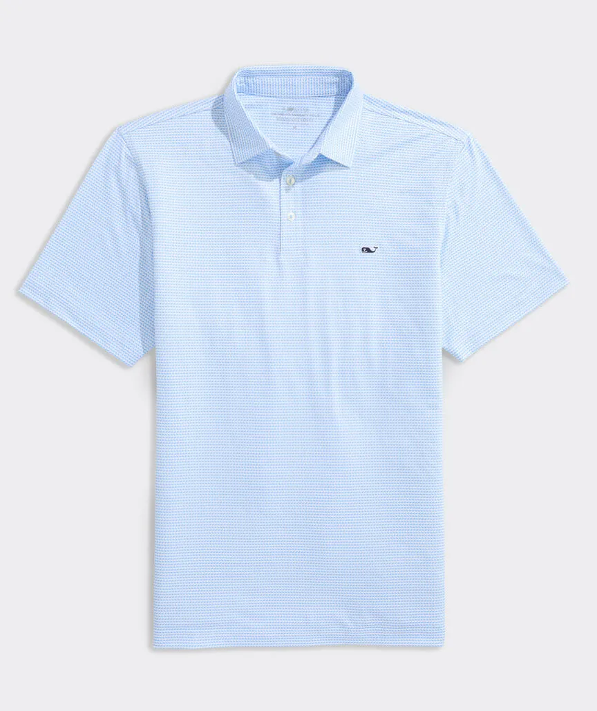 Vineyard Vines Men's Printed Sankaty Performance Polo - Micro Waves Ocean Breeze