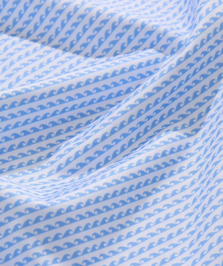 Vineyard Vines Men's Printed Sankaty Performance Polo - Micro Waves Ocean Breeze