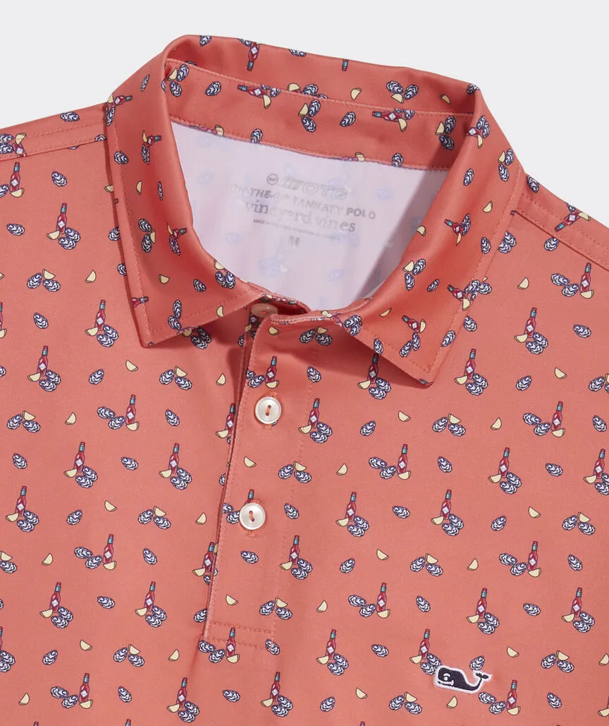 Vineyard Vines Men's Printed Sankaty Performance Polo - Oyster Just Peachy