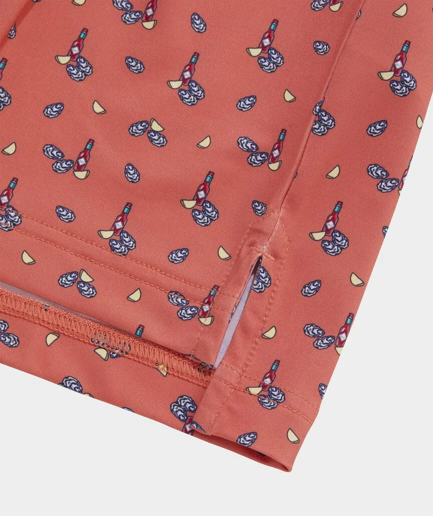 Vineyard Vines Men's Printed Sankaty Performance Polo - Oyster Just Peachy