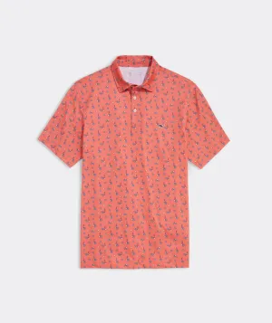 Vineyard Vines Men's Printed Sankaty Performance Polo - Oyster Just Peachy