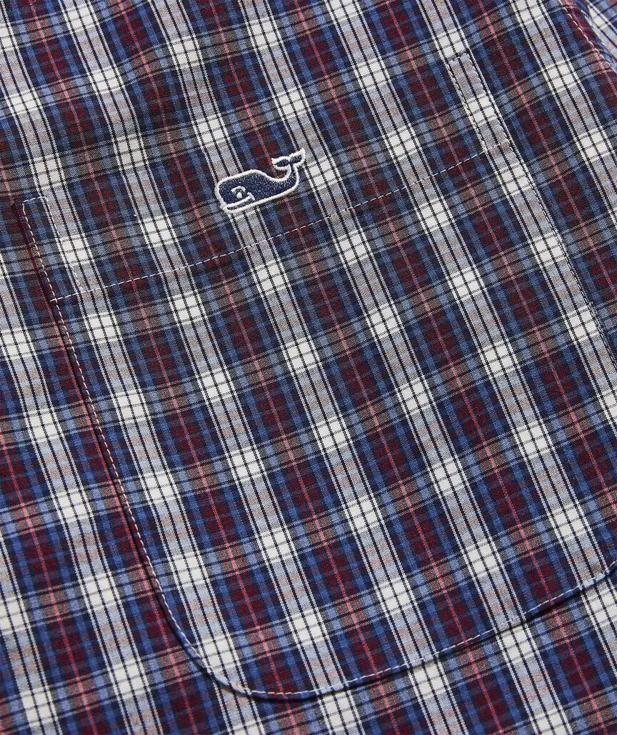 Vineyard Vines Men's Stretch Poplin Tartan Shirt - Crimson PLD