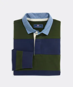 Vineyard Vines Men's Striped Cotton Rugby Shirt - Forest Olive