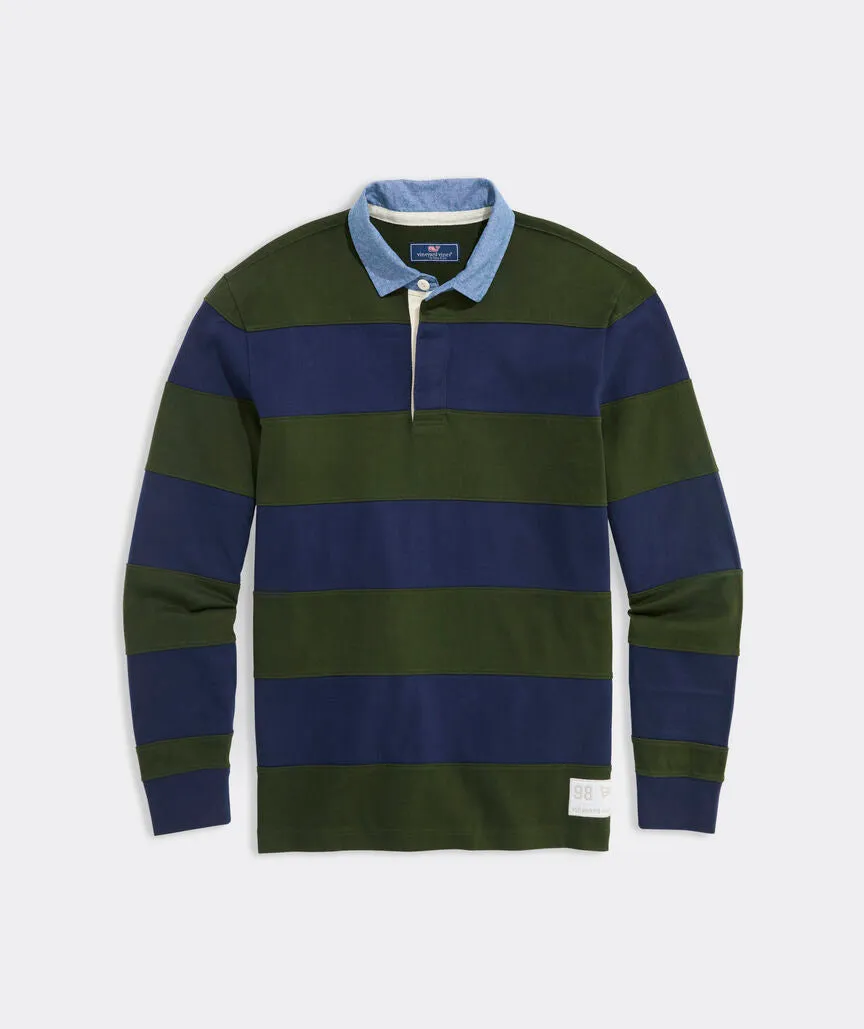 Vineyard Vines Men's Striped Cotton Rugby Shirt - Forest Olive