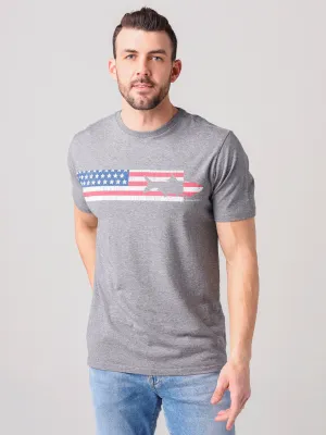 Vineyard Vines Short Sleeve USA Tarpon Chest Stripe Tee - Medium Gray Heather
