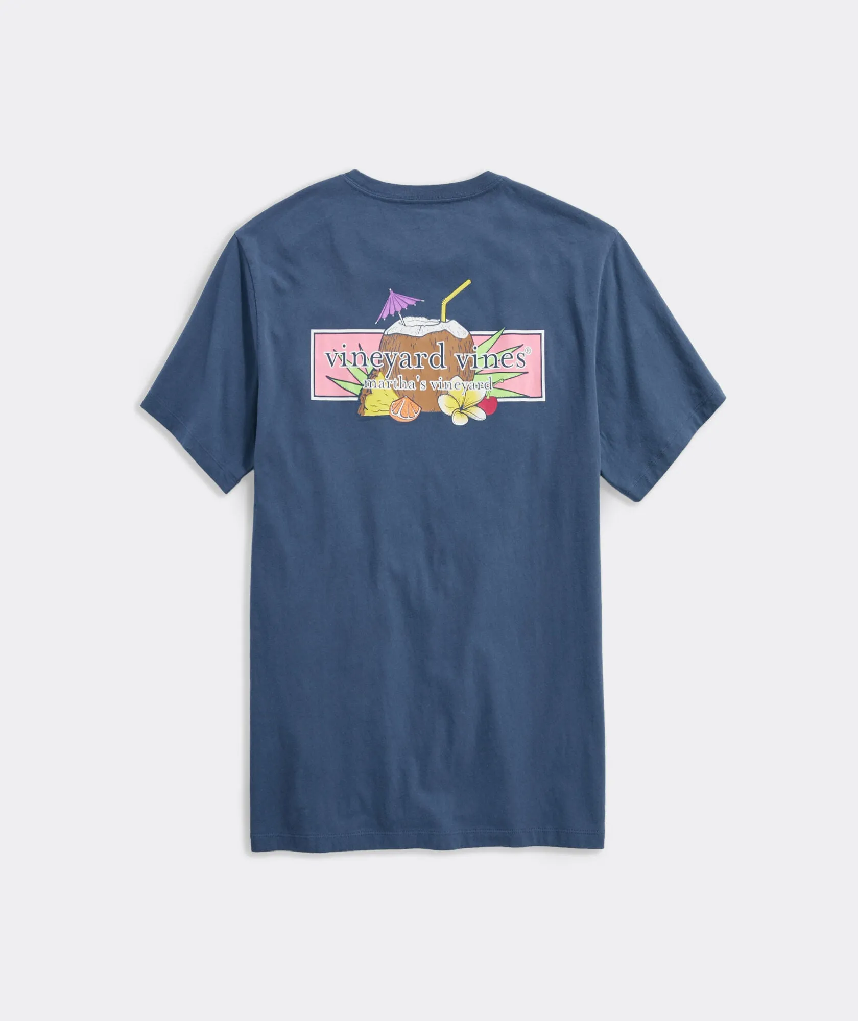 Vineyard Vines Tropical Paradise Logo Box Short-Sleeve Pocket Tee - Oxbow Blue